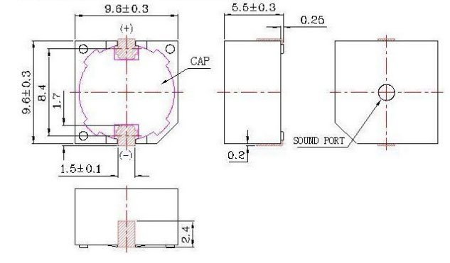 3V 85dB SMT 9650 Small Magnetic Buzzer for Nurse Call System 