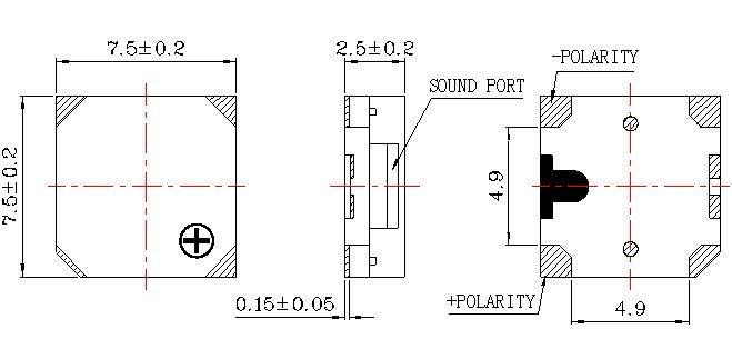 3.6v 7525 Thin Electro Magnetic Smd Buzzer