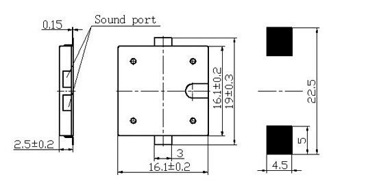 3V 70dB 4kHZ Square Thin SMD Piezo Buzzer 