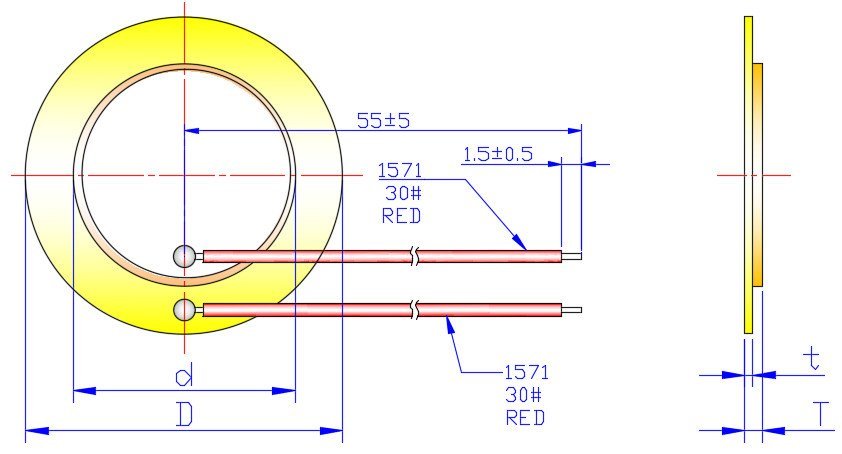 Drawing of piezoelectric disc